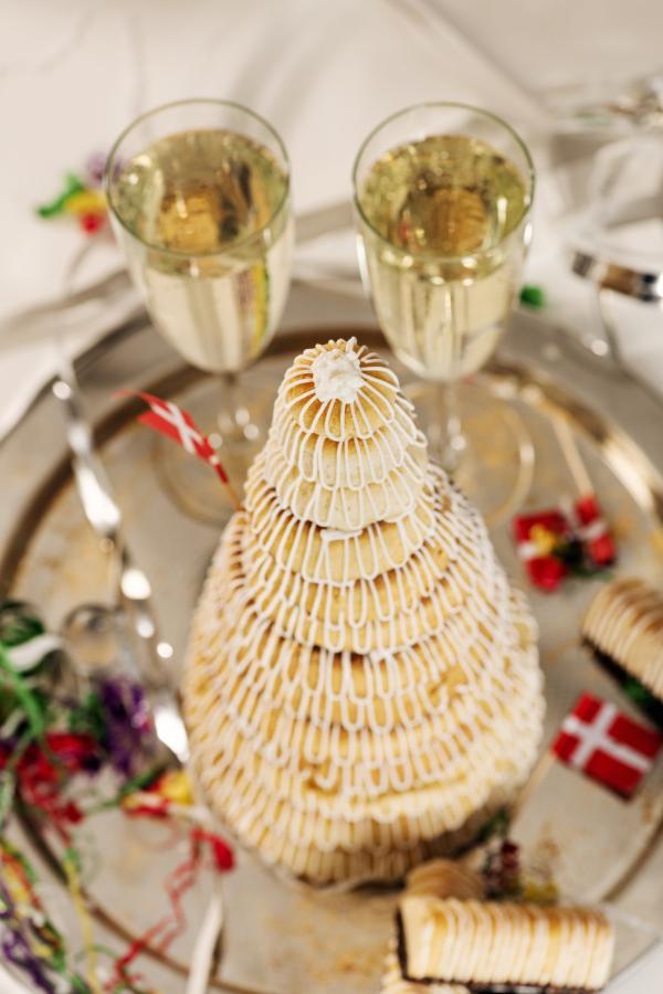 Traditional Danish Kransekage for New Years Eve