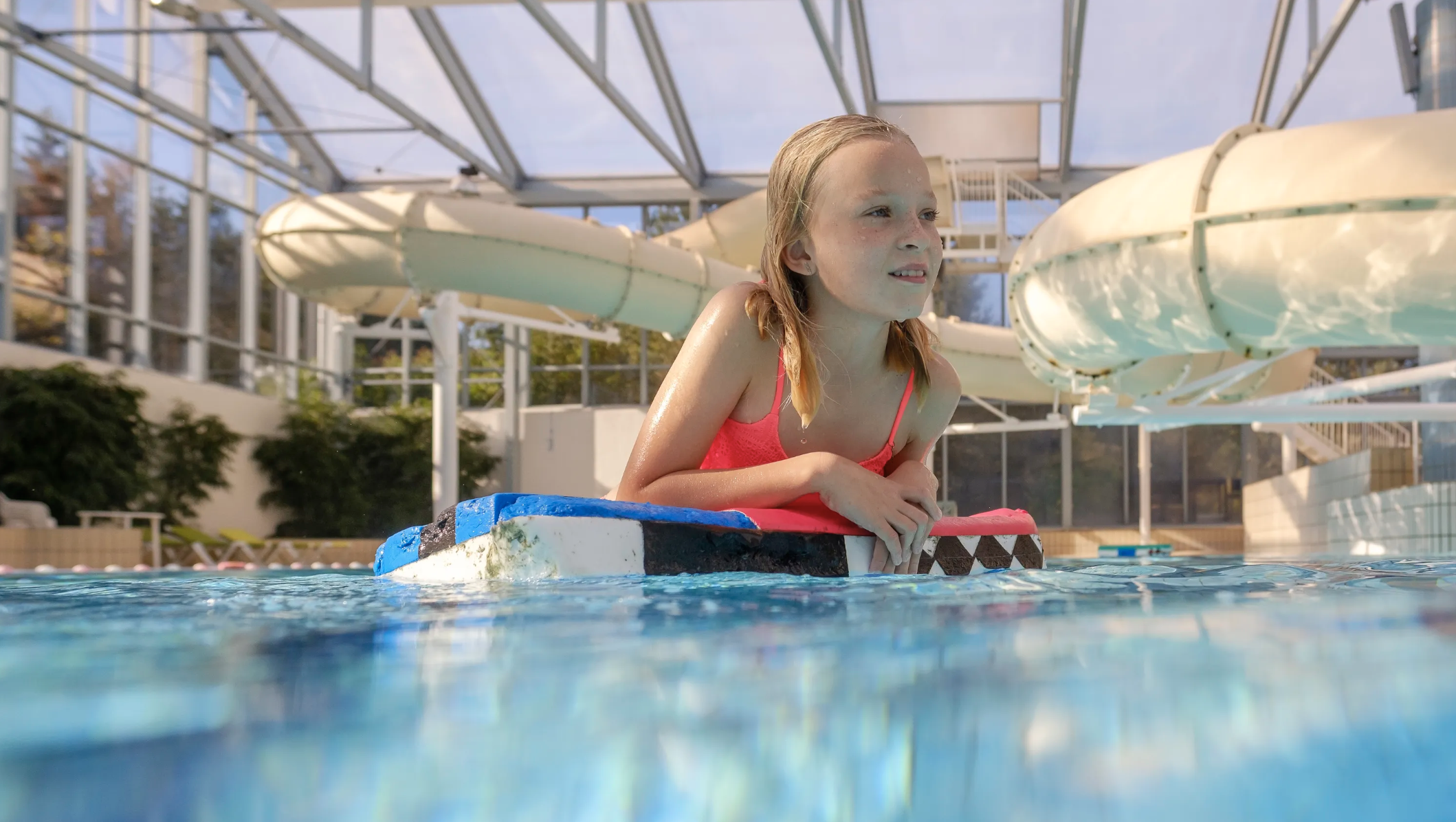 A young girl in the pool at Landal Waterpark