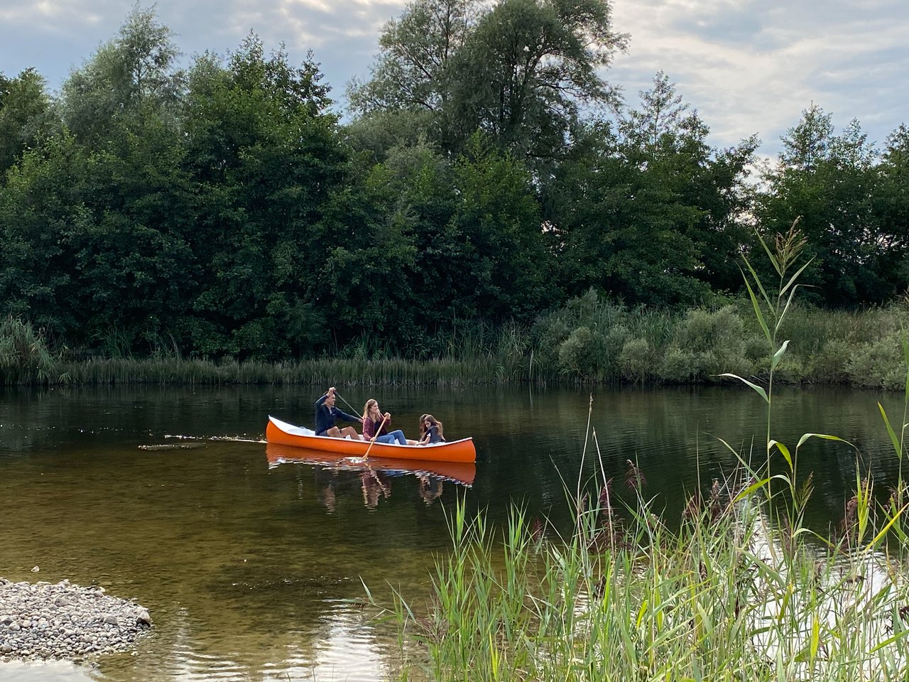 Family in a cano on Lolland-Falster