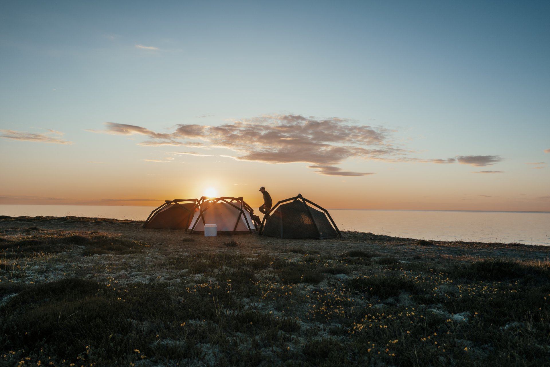 People with a tent on Danish Island Læsø