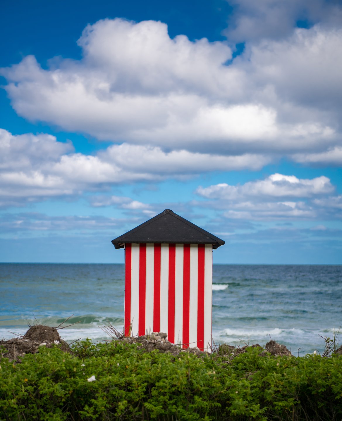 Beach cabin on the beach in Rågeleje on the Danish Riviera.