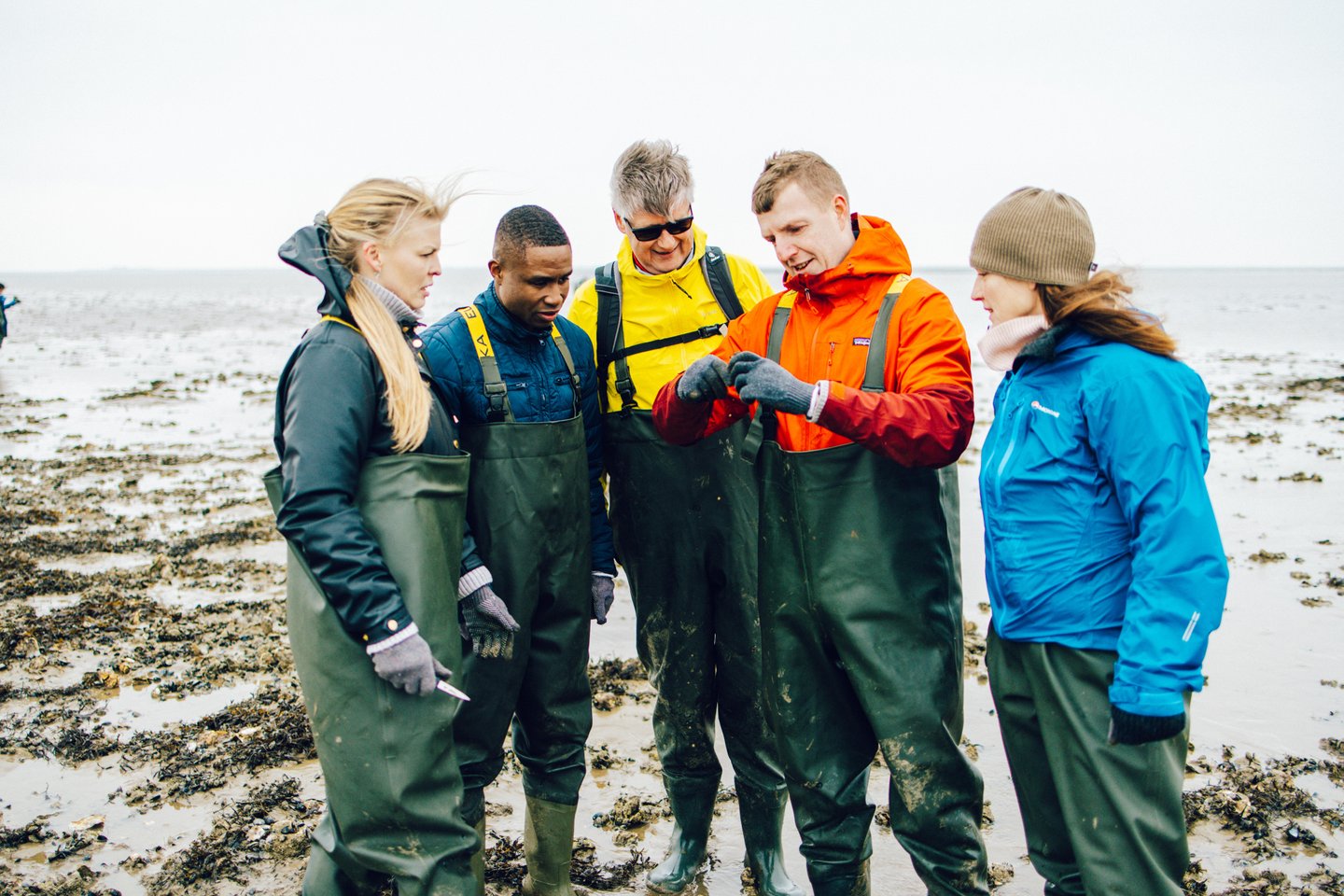 a group of people on an oyster safari 