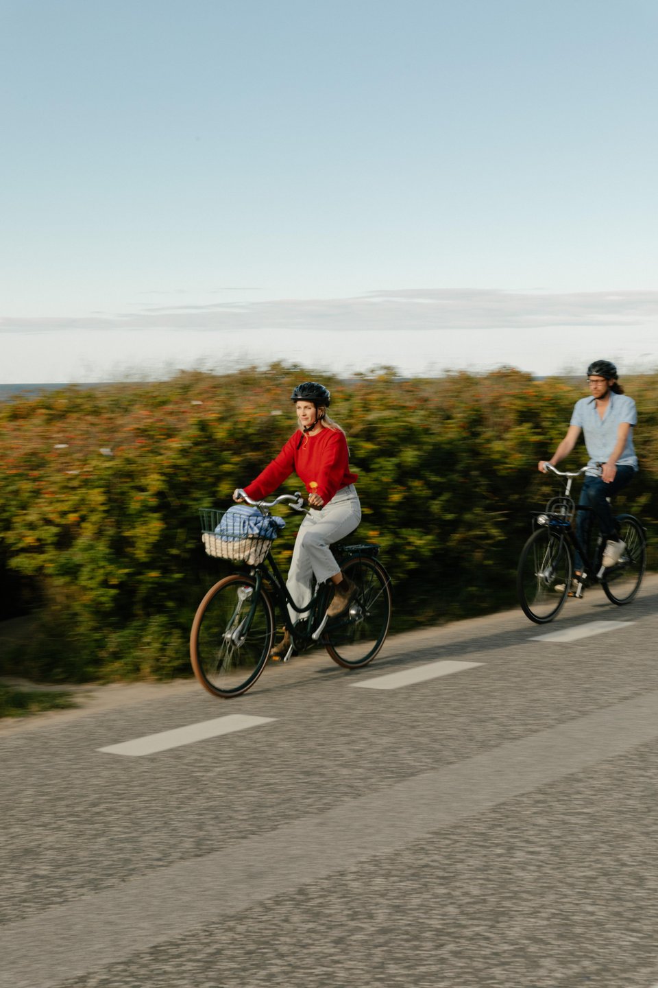 Couple cycling in North Zealand