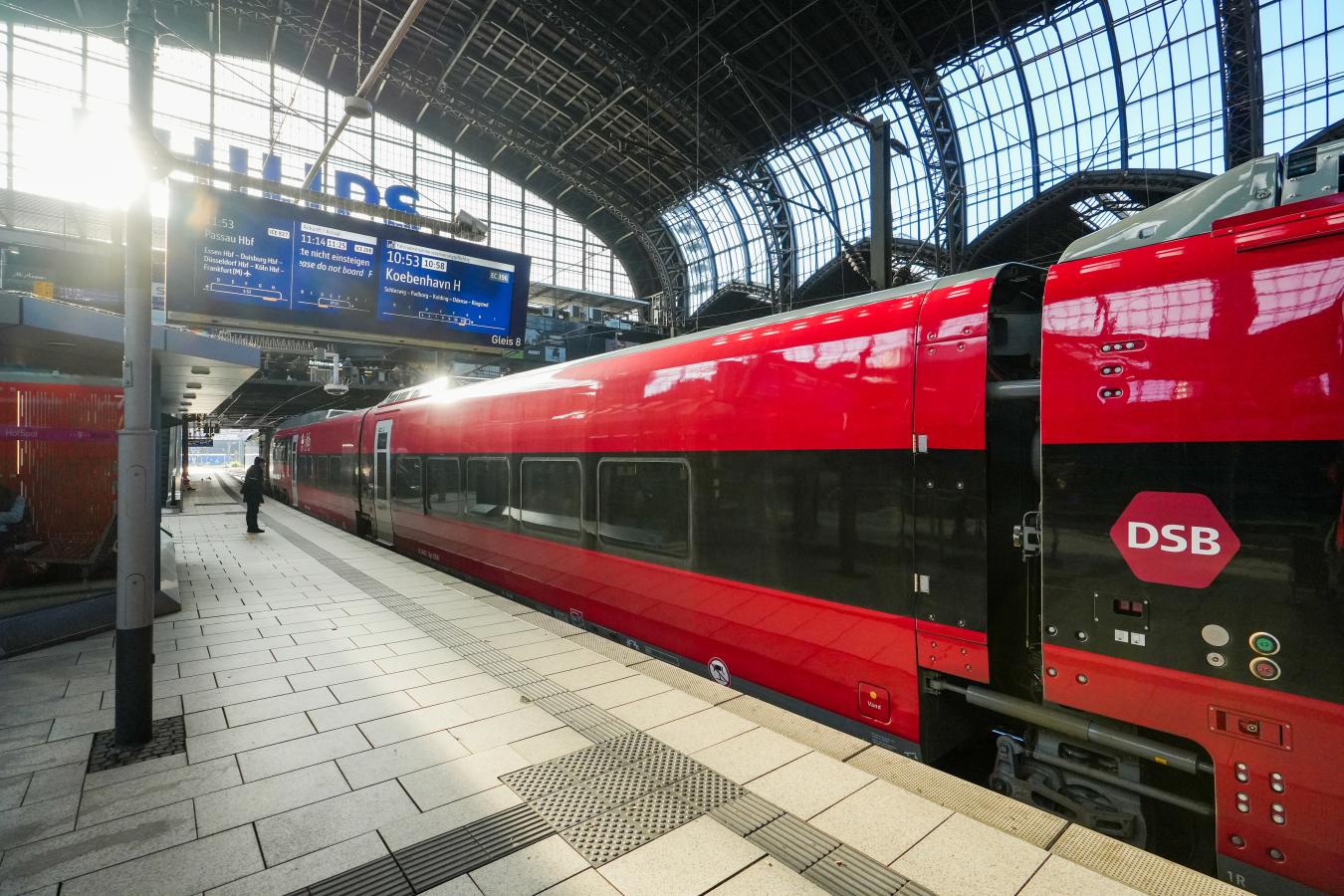 Zug nach Kopenhagen im Hamburger Hauptbahnhof