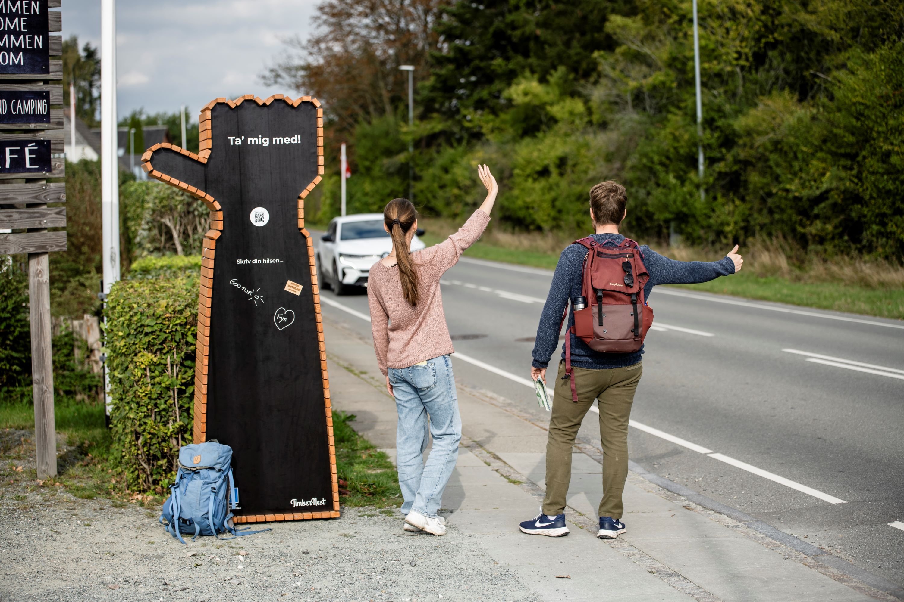 Op Funen vind je 14 liftbankjes om eenvoudig een lift te kunnen regelen