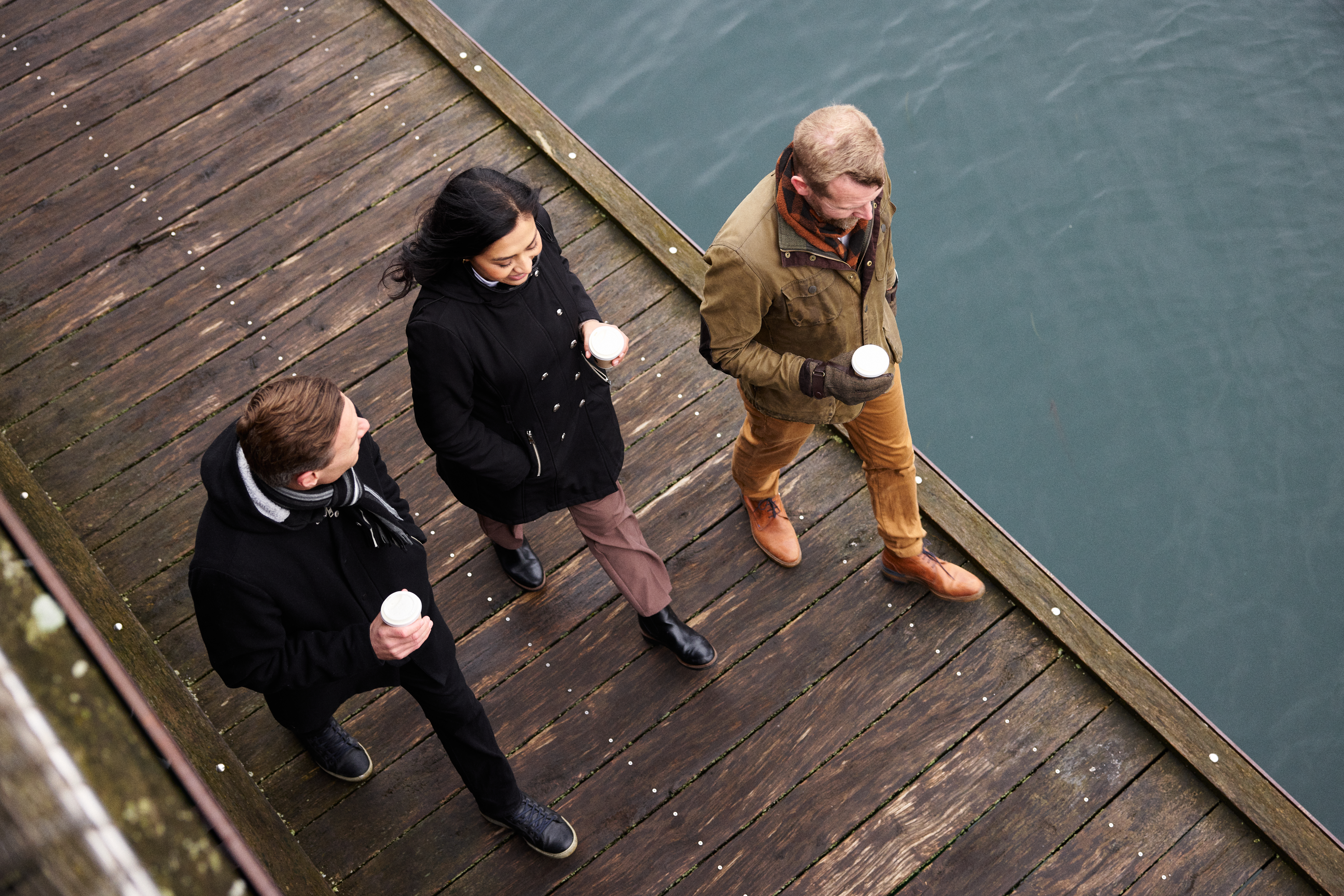 business meeting walking water