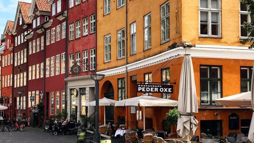The buildings at Gråbrødretorv in Copenhagen are known for their orange hue.