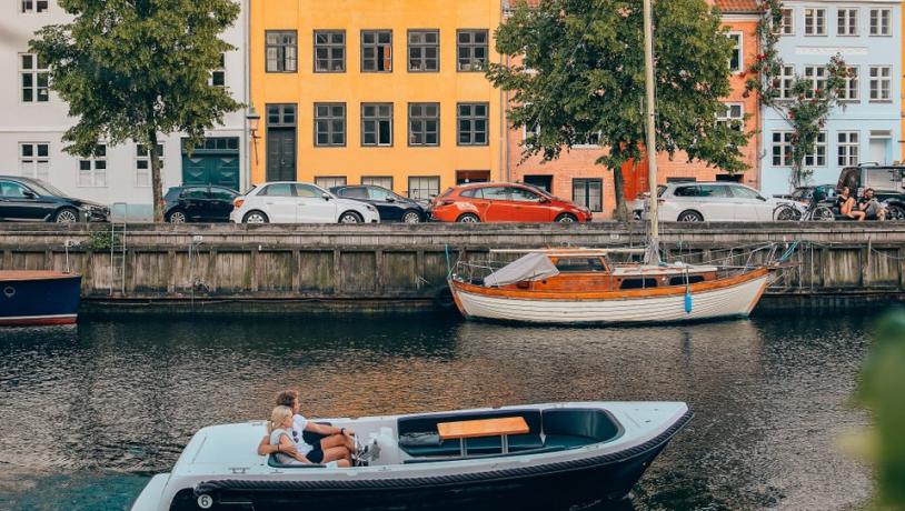 Boating in Christianshavn, Copenhagen, in the summer