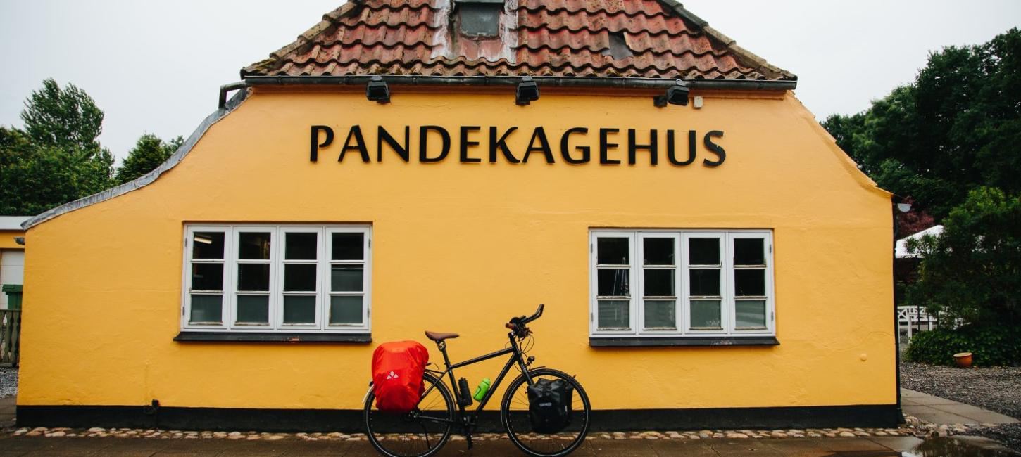 A bike parked in front of the Pancake House in South Jutland, Denmark