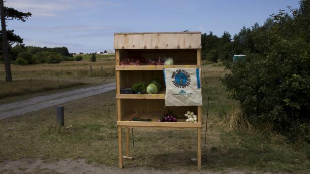 Roadside stall on the island of Samso, Denmark's Energy Island