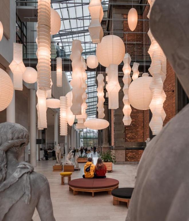 A light exhibition at the Statens Museum for Kunst, SMK, Denmark's national art gallery, in Copenhagen, Denmark
