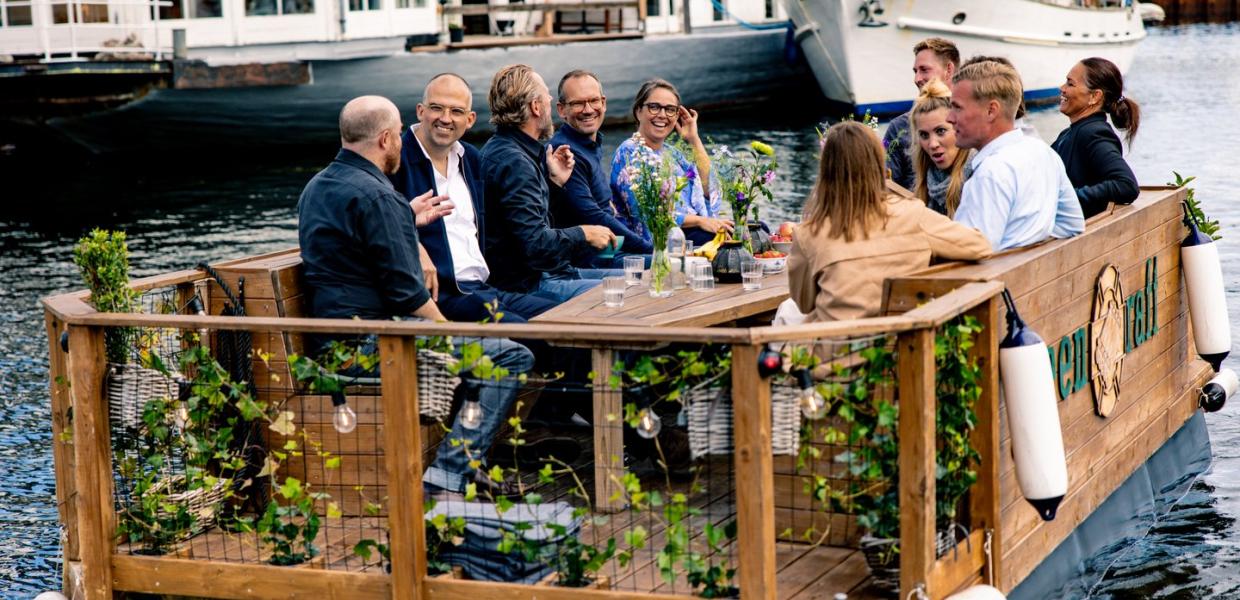 Team building on a green raft in Copenhagen