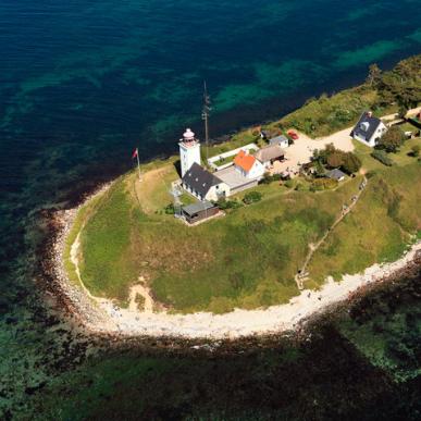 Air photo of Røsnæs lighthouse on West Sealand