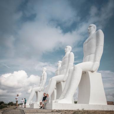 Sculpture "Mennesket ved havet" ("Men by the Sea") in Esbjerg, Wadden Sea