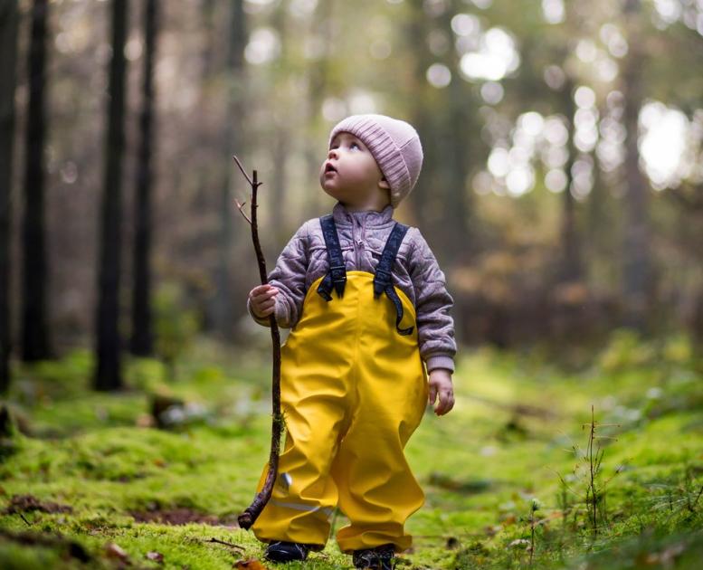 A toddler exploring the forests near Horsens, Denmark