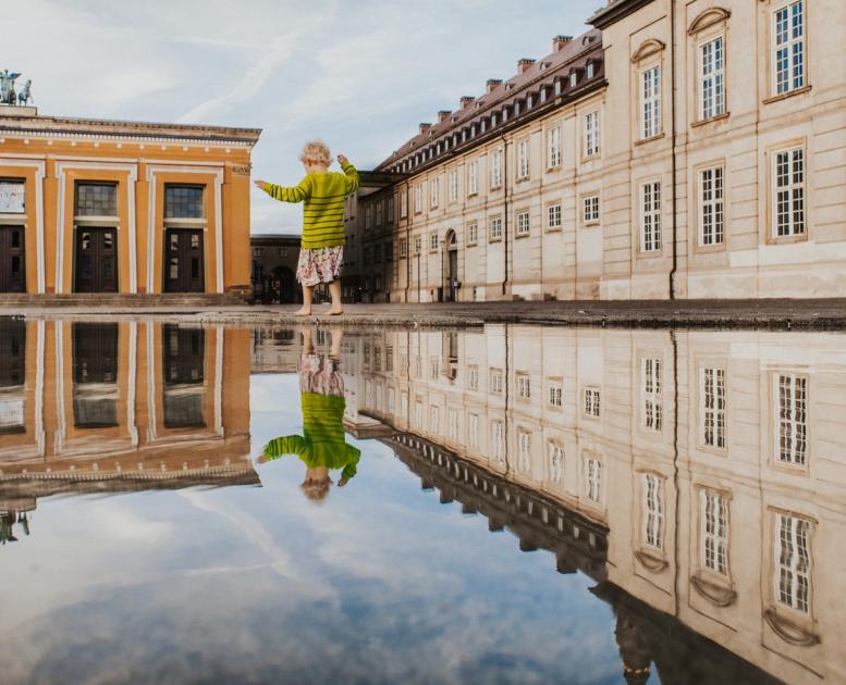 Child in front of Thorvaldsens Museum in Copenhagen