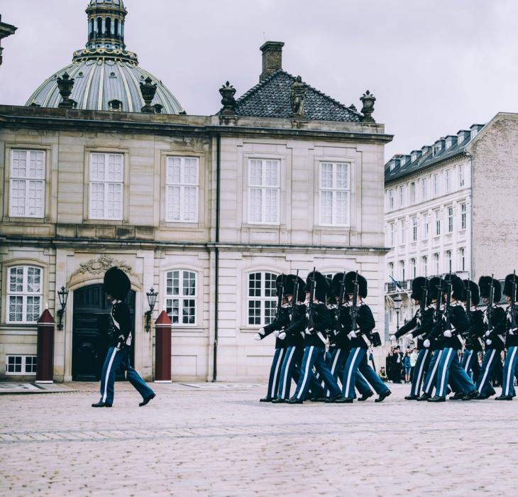 Changing of The Royal Guard at Amalienborg Palace in Copenhagen, 